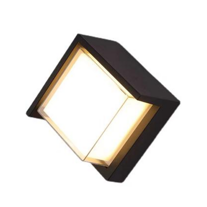 CUMON 12W Square Black LED Outdoor Light - 160x160mm, IP54, 3000K