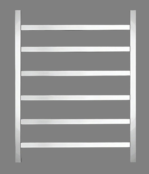 HTR Heated towel rail, Stainless Steel Polished, 6 Square bars 600Wx800Hx120D 60W