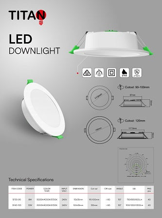 Titan LED 12W 120Cut Dimmable Down Light