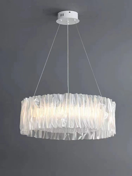 Pleated Clear Texture LED Acrylic Pendant Light Silver