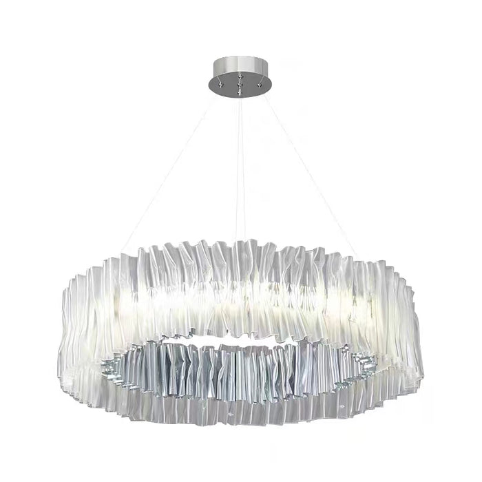 Pleated Clear Texture LED Acrylic Pendant Light Silver