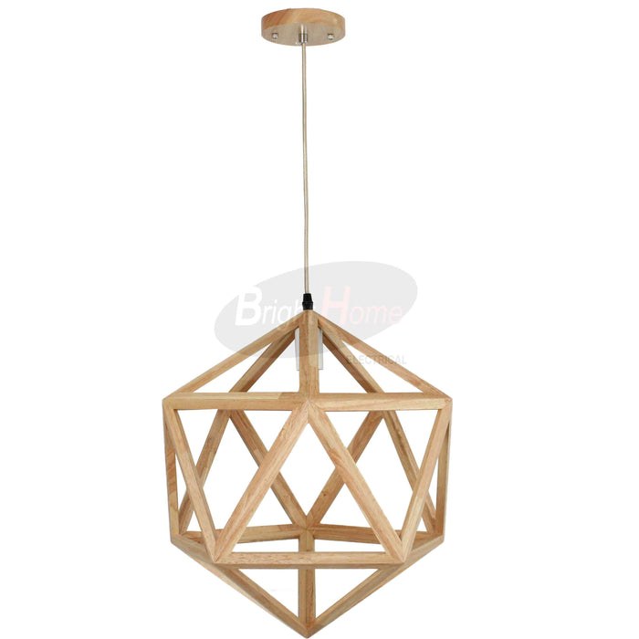 Modern Polygonal Pendant Lights With Wooden Cover