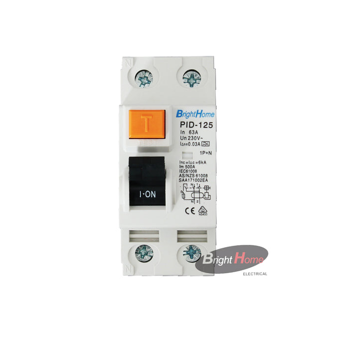 63A 2pole RCD TypeAC 230VAC 300ms/30mA 6KA