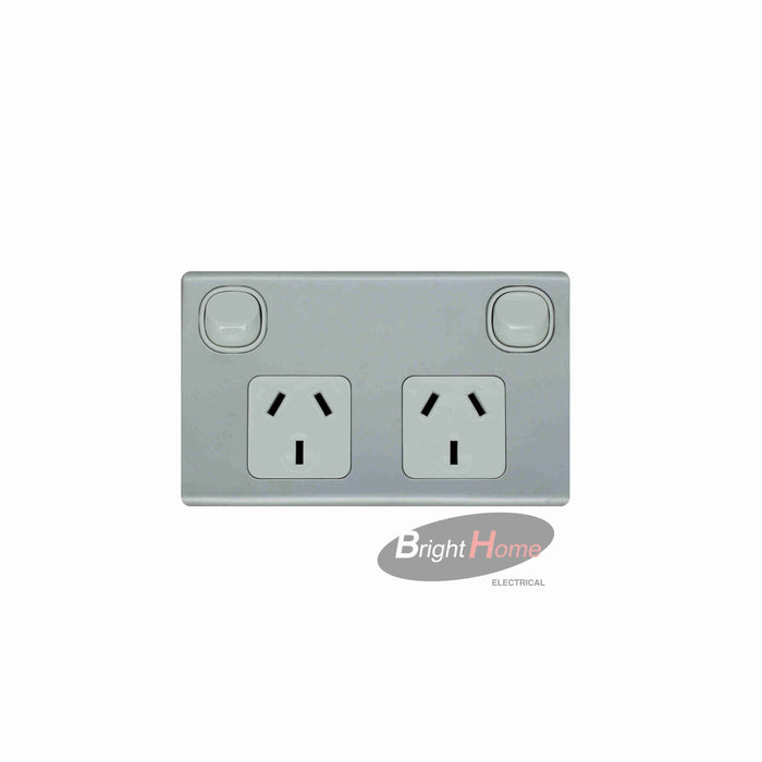 Double Horizontal Aluminium Power Socket