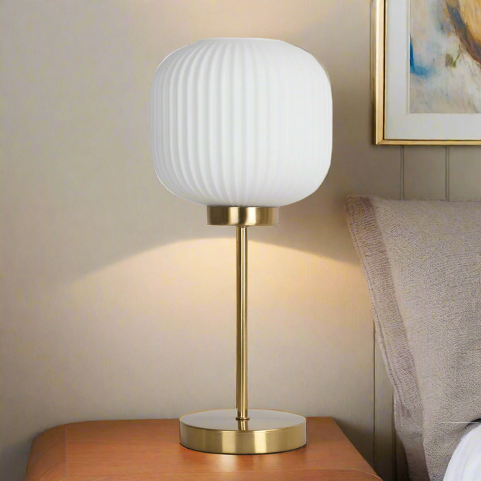 NACRE Modern Metal & Glass Table Lamp – E27, 25W Max