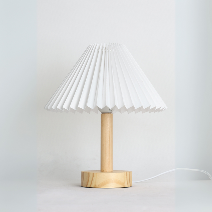 ALMA Wooden Table Lamp with TC Shade – E27, 25W Max