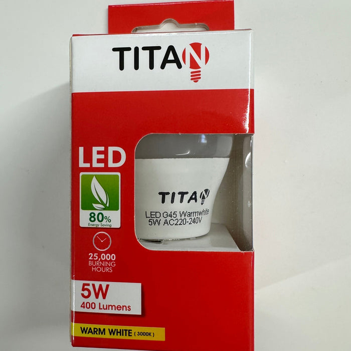 Titan LED Light Bulb G45 5W E27 3000K